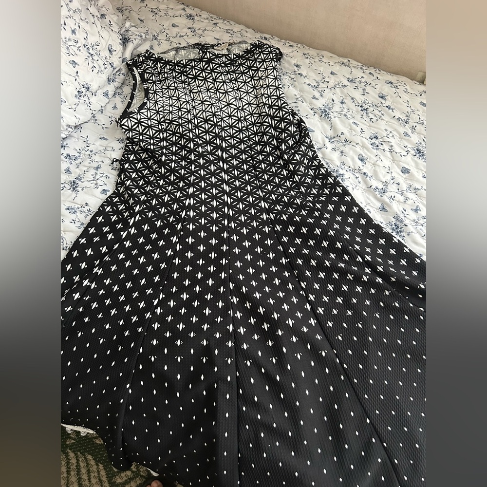 Petite Black and white print dress